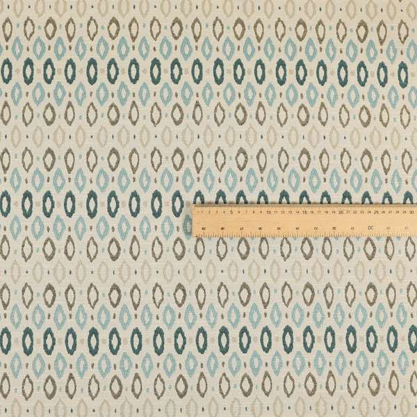 Arley Fabric Collection Woven Jacquard Small Eye Lid Geometric Pattern Blue Beige Colour Chenille Fabric JO-673 - Roman Blinds