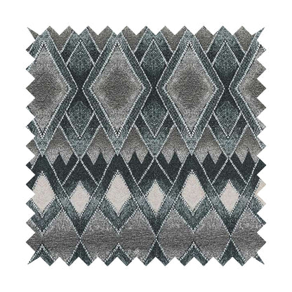 Elwin Decorative Weave Teal Blue Colour Geometric Pattern Jacquard Fabric JO-674 - Made To Measure Curtains