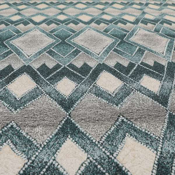 Elwin Decorative Weave Teal Blue Colour Geometric Pattern Jacquard Fabric JO-674 - Roman Blinds