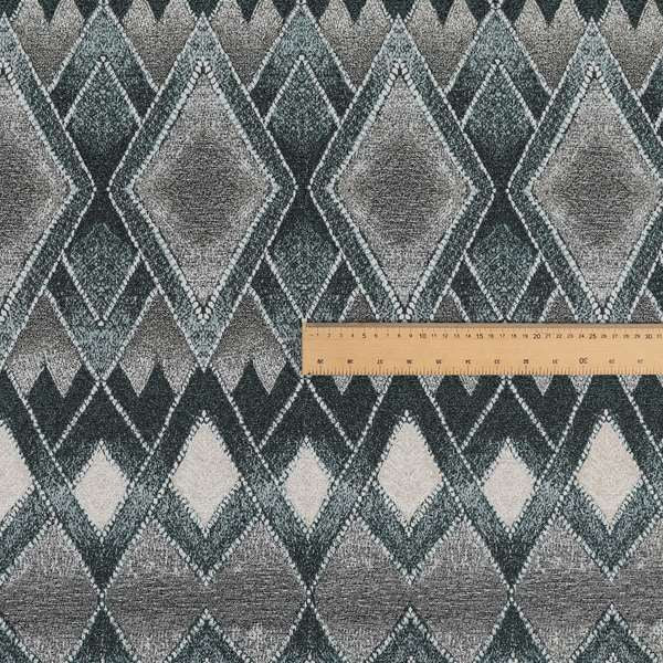 Elwin Decorative Weave Teal Blue Colour Geometric Pattern Jacquard Fabric JO-674 - Made To Measure Curtains