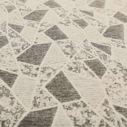 Voyage Designer Abstract Geometric Pattern In Cream Grey Soft Chenille Upholstery Fabric JO-675 - Made To Measure Curtains