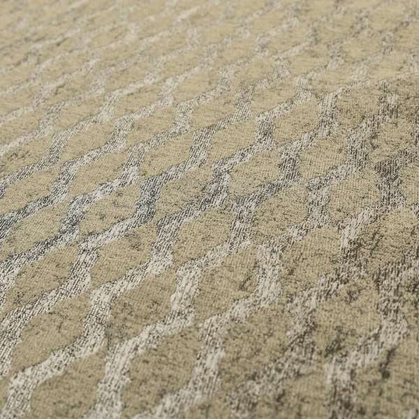 Beige Silver Grey Coloured Diamond Striped Pattern Soft Chenille Upholstery Fabric JO-676 - Handmade Cushions