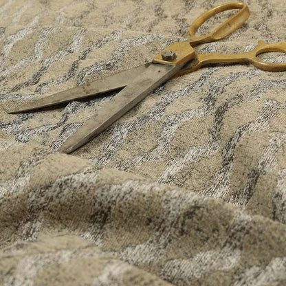 Beige Silver Grey Coloured Diamond Striped Pattern Soft Chenille Upholstery Fabric JO-676 - Roman Blinds