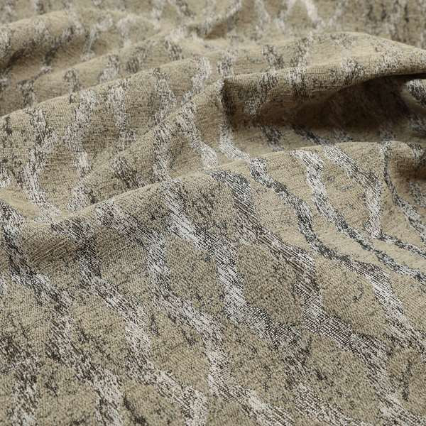 Beige Silver Grey Coloured Diamond Striped Pattern Soft Chenille Upholstery Fabric JO-676 - Handmade Cushions