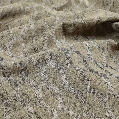 Beige Silver Grey Coloured Diamond Striped Pattern Soft Chenille Upholstery Fabric JO-676