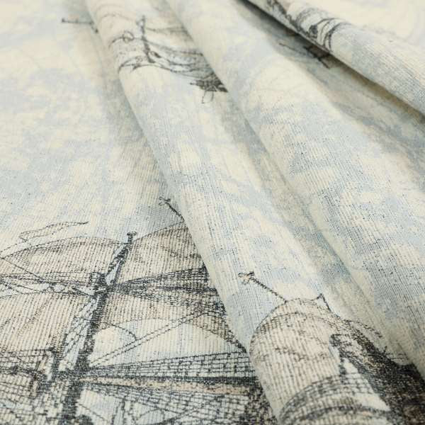 Ahoy Fabric Collection Nautical Stormy Seas Inspired Design Motif Fabric For The Sea Lovers Jacquard Woven Furnishing Fabric JO-677 - Made To Measure Curtains