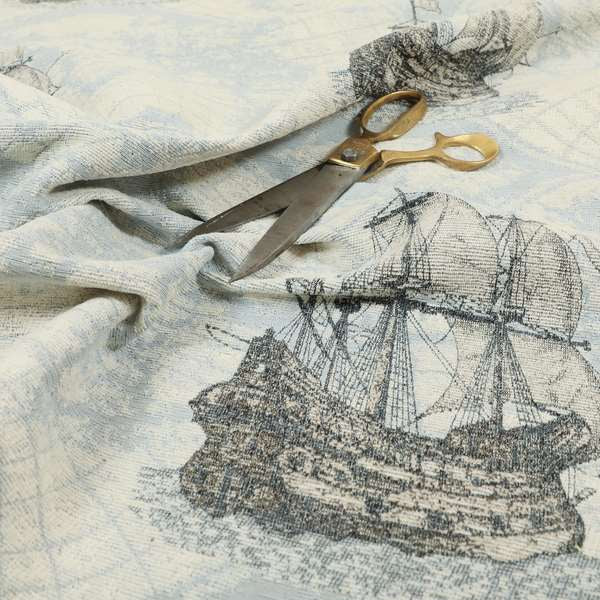 Ahoy Fabric Collection Nautical Stormy Seas Inspired Design Motif Fabric For The Sea Lovers Jacquard Woven Furnishing Fabric JO-677 - Made To Measure Curtains