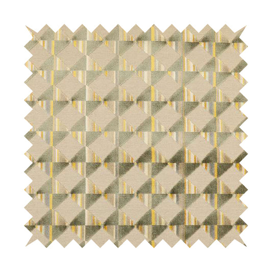 Ziani Modern Geometric Pattern Velvet Green Yellow Colour JO-679