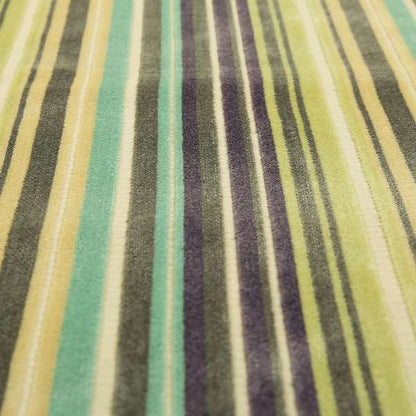 Ziani Cut Velvet Fabric In Broad Line Pattern Winter Yellow Teal Purple Grey Colour JO-68 - Roman Blinds