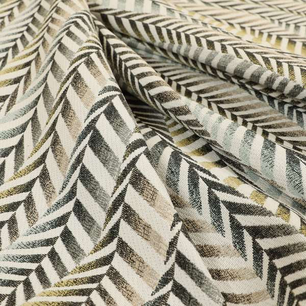 Carnival Living Fabric Collection Grey Yellow Colour Wave Striped Funky Retro Pattern Upholstery Curtain Material JO-680