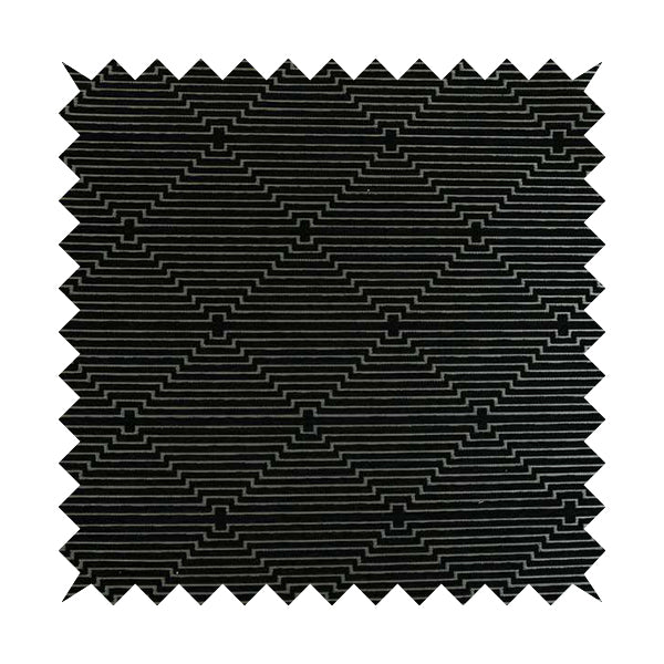 Vegas Black Gold Shine Effect Striped Pattern Soft Chenille Upholstery Fabric JO-681 - Made To Measure Curtains