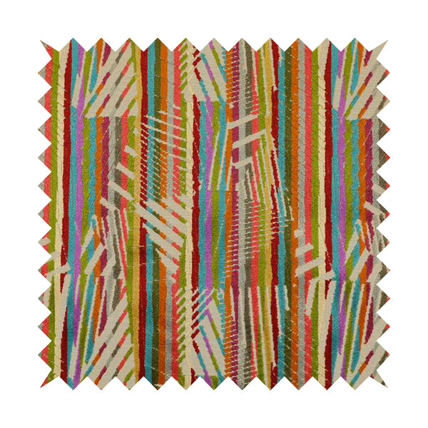Amazilia Velvet Collection Multi Coloured Geometric Abstract Pattern Soft Velvet Upholstery Fabric JO-682