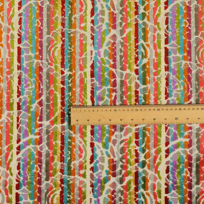 Amazilia Velvet Collection Multi Coloured Geometric Floral Pattern Soft Velvet Upholstery Fabric JO-684 - Roman Blinds