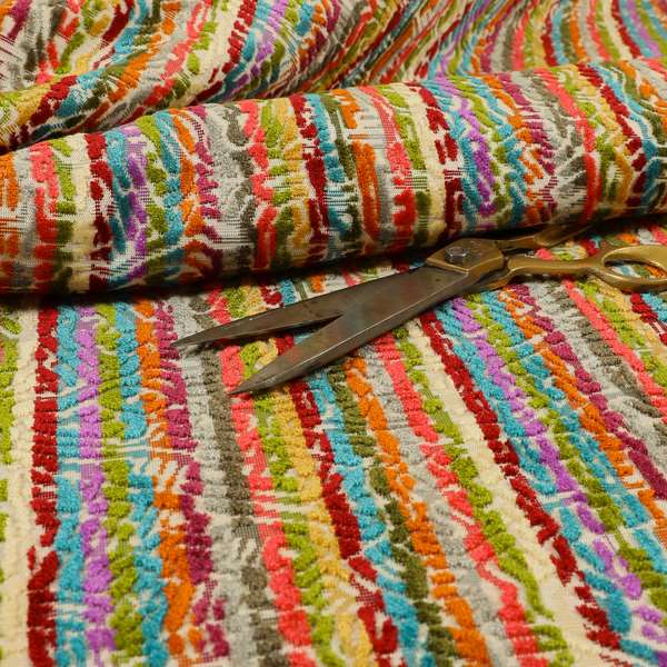 Amazilia Velvet Collection Multi Coloured Geometric Abstract Small Pattern Soft Velvet Upholstery Fabric JO-686