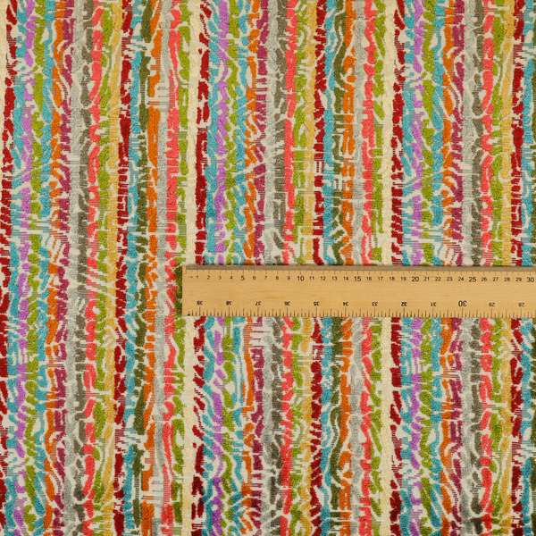 Amazilia Velvet Collection Multi Coloured Geometric Abstract Small Pattern Soft Velvet Upholstery Fabric JO-686 - Roman Blinds