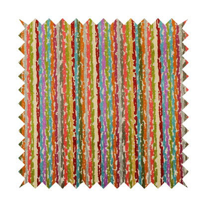 Amazilia Velvet Collection Multi Coloured Geometric Abstract Striped Pattern Soft Velvet Upholstery Fabric JO-687 - Roman Blinds