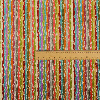 Amazilia Velvet Collection Multi Coloured Geometric Abstract Striped Pattern Soft Velvet Upholstery Fabric JO-687 - Made To Measure Curtains