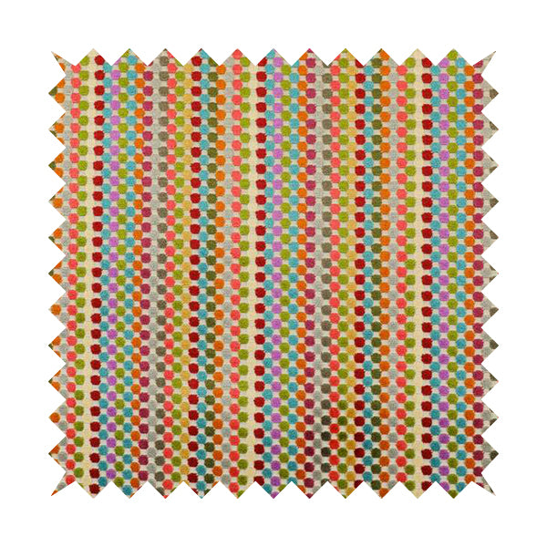 Amazilia Velvet Collection Multi Coloured Polka Dot Pattern Soft Velvet Upholstery Fabric JO-690 - Roman Blinds