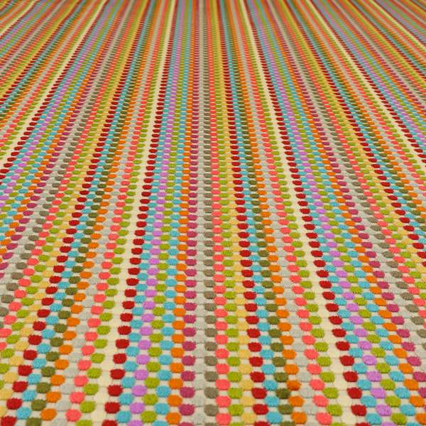 Amazilia Velvet Collection Multi Coloured Polka Dot Pattern Soft Velvet Upholstery Fabric JO-690 - Roman Blinds