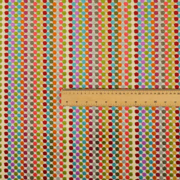 Amazilia Velvet Collection Multi Coloured Polka Dot Pattern Soft Velvet Upholstery Fabric JO-690 - Roman Blinds