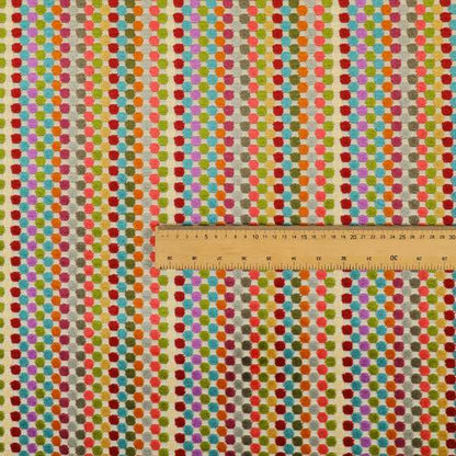 Amazilia Velvet Collection Multi Coloured Polka Dot Pattern Soft Velvet Upholstery Fabric JO-690 - Roman Blinds