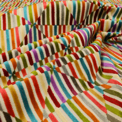 Amazilia Velvet Collection Multi Coloured Geometric Shape Pattern Soft Velvet Upholstery Fabric JO-691 - Handmade Cushions