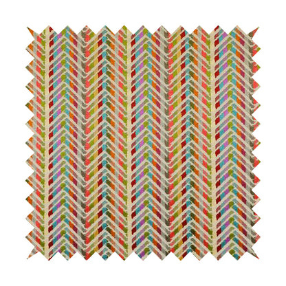 Amazilia Velvet Collection Multi Coloured Chevron Pattern Soft Velvet Upholstery Fabric JO-692 - Roman Blinds