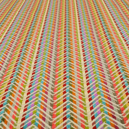 Amazilia Velvet Collection Multi Coloured Chevron Pattern Soft Velvet Upholstery Fabric JO-692 - Roman Blinds