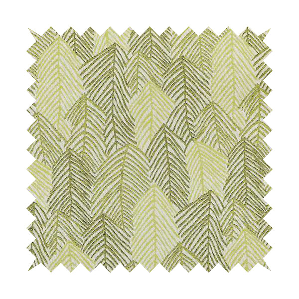 Piccadilly Collection Leaf Floral Pattern Woven Upholstery Green White Chenille Fabric JO-694 - Roman Blinds