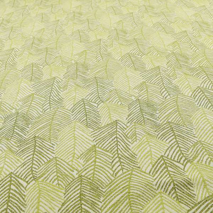 Piccadilly Collection Leaf Floral Pattern Woven Upholstery Green White Chenille Fabric JO-694 - Roman Blinds