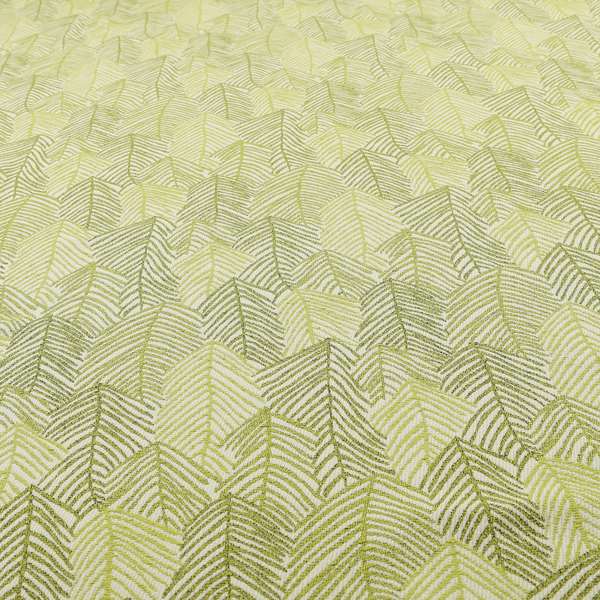 Piccadilly Collection Leaf Floral Pattern Woven Upholstery Green White Chenille Fabric JO-694 - Made To Measure Curtains