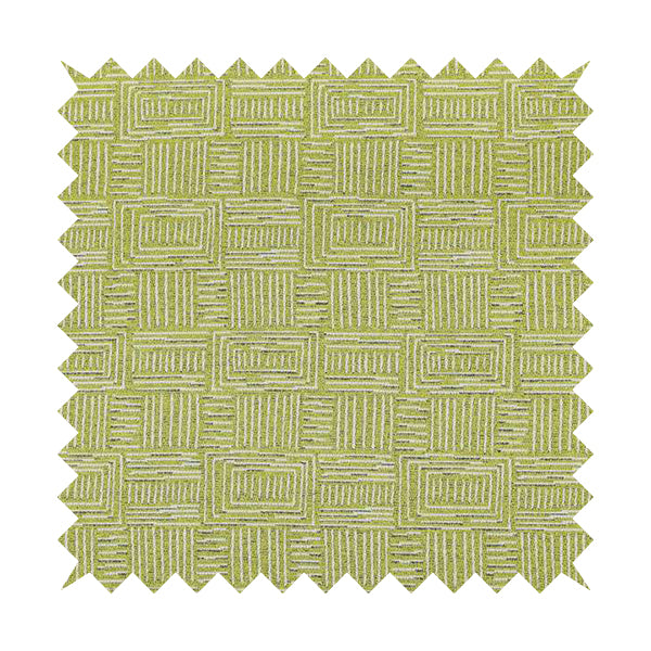 Piccadilly Collection Gingham Pattern Woven Upholstery Green White Chenille Fabric JO-696 - Roman Blinds