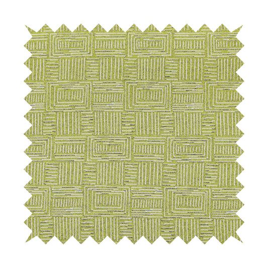 Piccadilly Collection Gingham Pattern Woven Upholstery Green White Chenille Fabric JO-696