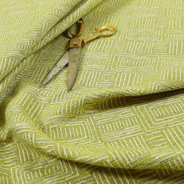 Piccadilly Collection Gingham Pattern Woven Upholstery Green White Chenille Fabric JO-696 - Roman Blinds