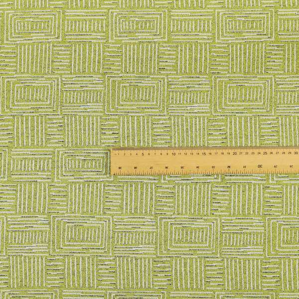 Piccadilly Collection Gingham Pattern Woven Upholstery Green White Chenille Fabric JO-696 - Roman Blinds