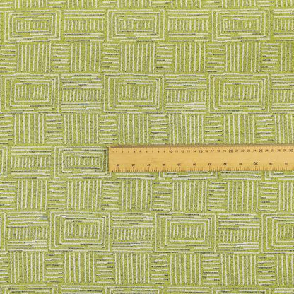 Piccadilly Collection Gingham Pattern Woven Upholstery Green White Chenille Fabric JO-696 - Roman Blinds