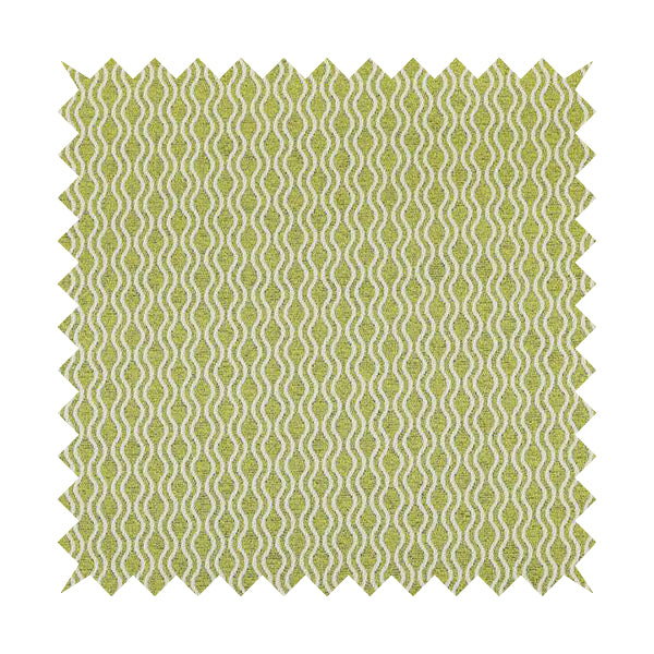 Piccadilly Collection Eclipse Pattern Woven Upholstery Green White Chenille Fabric JO-697 - Made To Measure Curtains