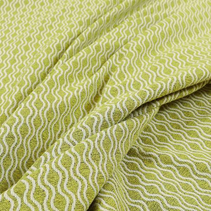 Piccadilly Collection Eclipse Pattern Woven Upholstery Green White Chenille Fabric JO-697 - Made To Measure Curtains