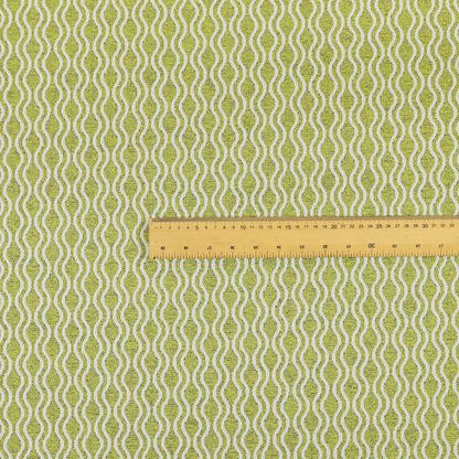 Piccadilly Collection Eclipse Pattern Woven Upholstery Green White Chenille Fabric JO-697 - Made To Measure Curtains