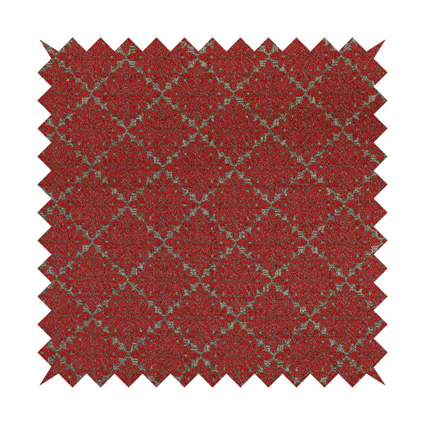 Renieri Fabric Collection Red Brown Small Medallion Inspired Pattern Chenille Upholstery Fabric JO-699 - Made To Measure Curtains