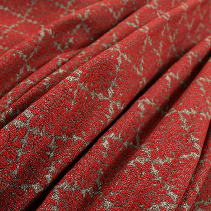 Renieri Fabric Collection Red Brown Small Medallion Inspired Pattern Chenille Upholstery Fabric JO-699 - Roman Blinds