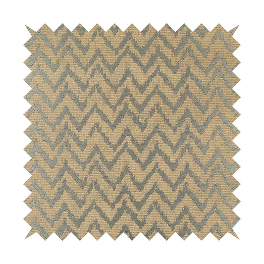 Azima Chevron Striped Pattern Brown Silver Shine Upholstery Fabric JO-700