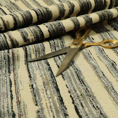 Shaved Striped Line Grey Velvet Pattern Upholstery Fabric JO-701 - Made To Measure Curtains