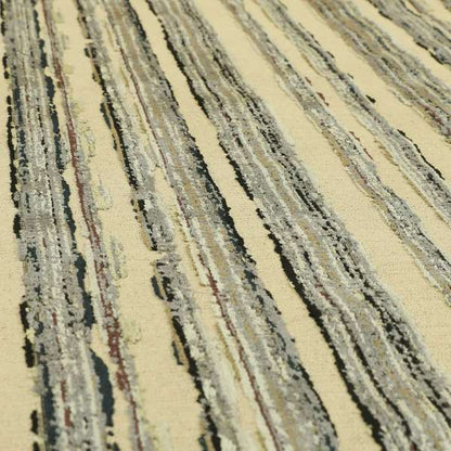 Shaved Striped Line Grey Velvet Pattern Upholstery Fabric JO-701 - Made To Measure Curtains