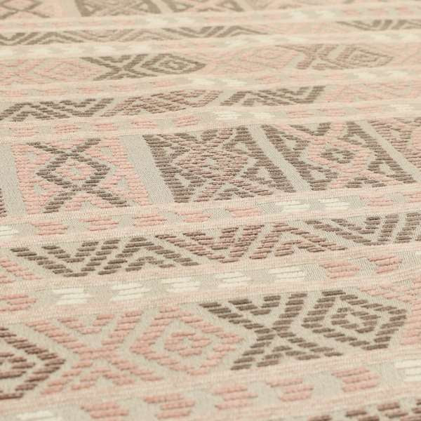 Tribal Aztec Pattern Pink Brown Chenille Upholstery Fabric JO-702 - Roman Blinds