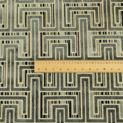 Maze Striped Grey Velvet Geometric Pattern Upholstery Fabric JO-703