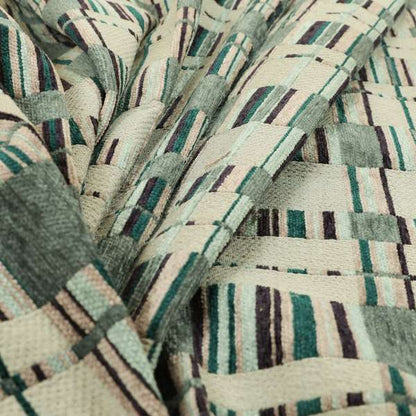 Modern Geometric Block Pattern Blue Tones Colour Chenille Upholstery Fabric JO-706 - Roman Blinds