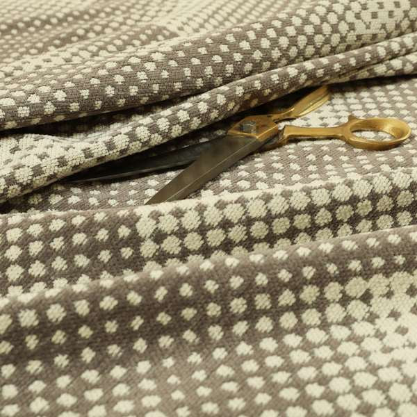 Cream Brown Colour Modern Dotted Pattern Chenille Upholstery Fabric JO-710 - Roman Blinds