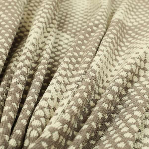 Cream Brown Colour Modern Dotted Pattern Chenille Upholstery Fabric JO-710 - Handmade Cushions