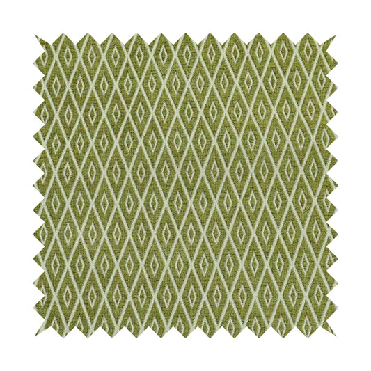 Geometric Diamond Stripe Pattern In Green Colour Chenille Upholstery Fabric JO-711